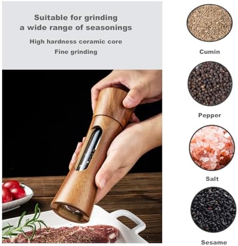 Genuine Acacia Wooden Salt Pepper Mill Set