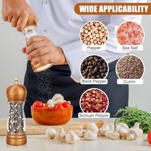 BOCHION Salt and Pepper Grinder Set of 2 Wooden Mill