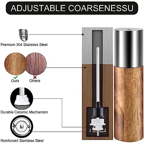 Elegant Manual Wooden Salt and Pepper Mill Set