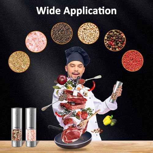 Stylish Electric Salt and Pepper Grinder Set with LED Light - 2-Pack