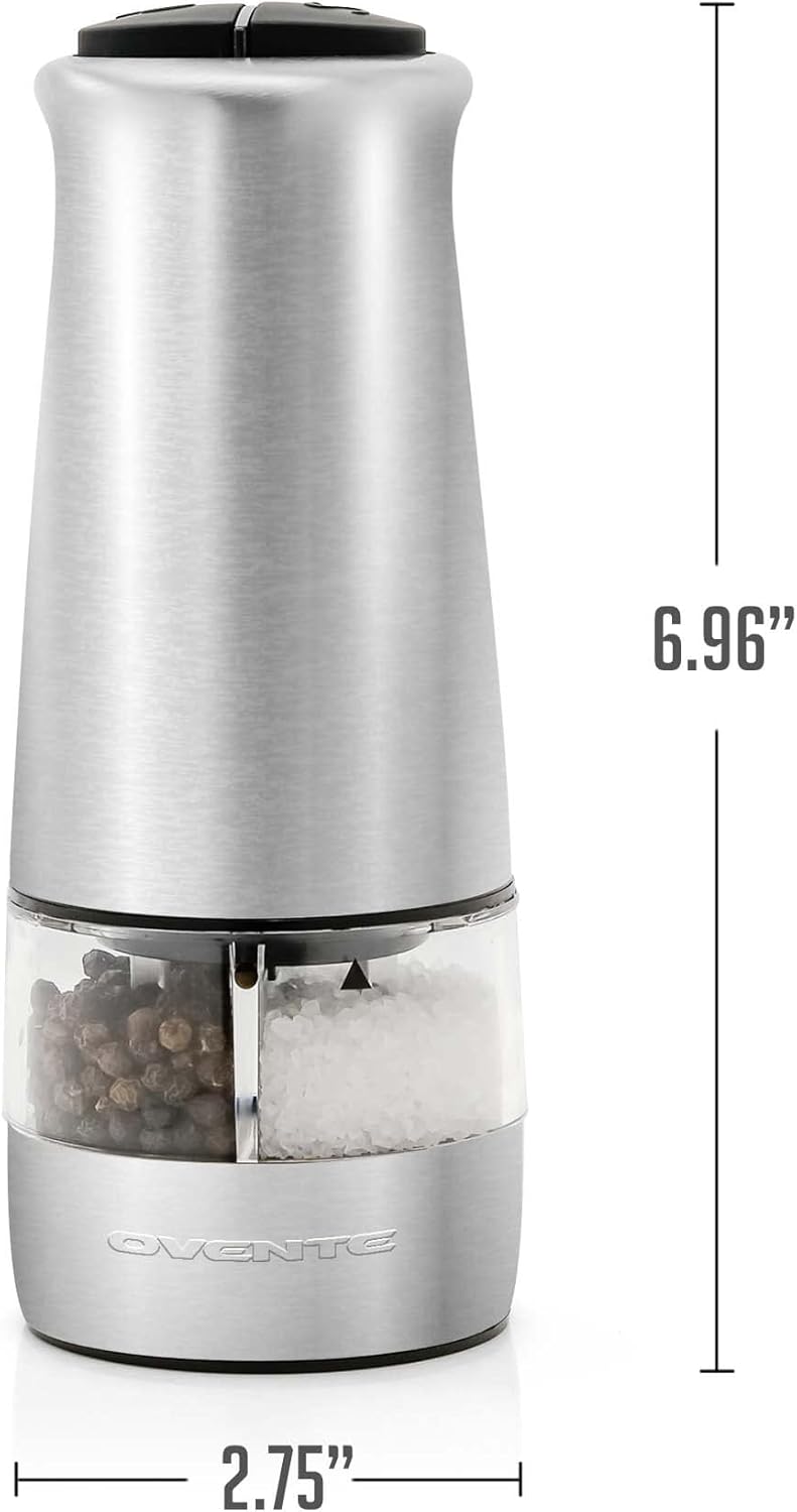 OVENTE 2-in-1 Stainless Steel Sea Salt and Pepper Grinder