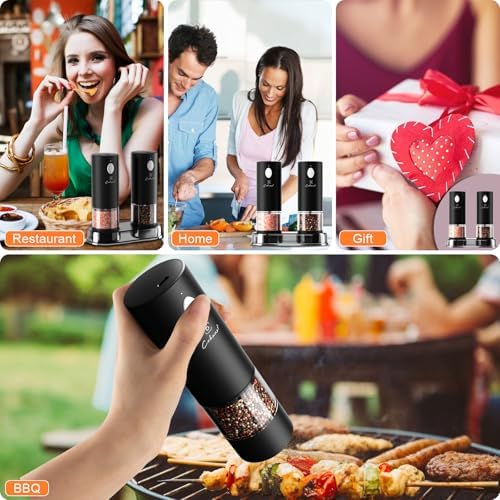 COKUNST Electric Pepper Salt grinder Set Rechargeable 2-in-1