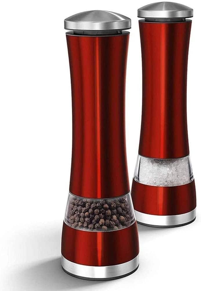 Electric Salt and Pepper Grinder Set - 2Pcs Red