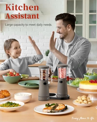 Sturdy Stainless Steel Salt Pepper Grinder Set With Rechargeable Power LED Light