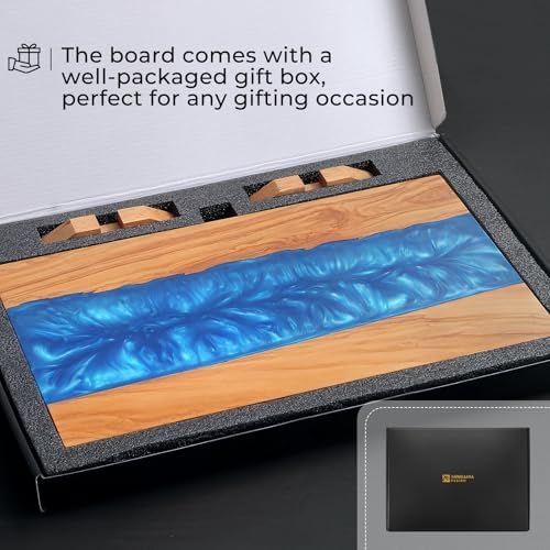 Stylish Olive Wood Blue Resin Magnetic Knife Holder