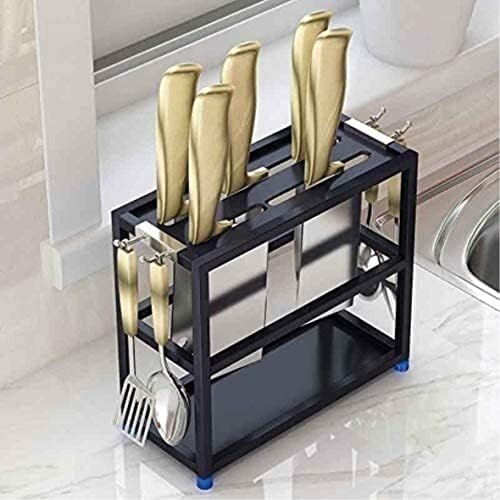 Stainless Steel Kitchen Knife Block Black 23x10x22cm