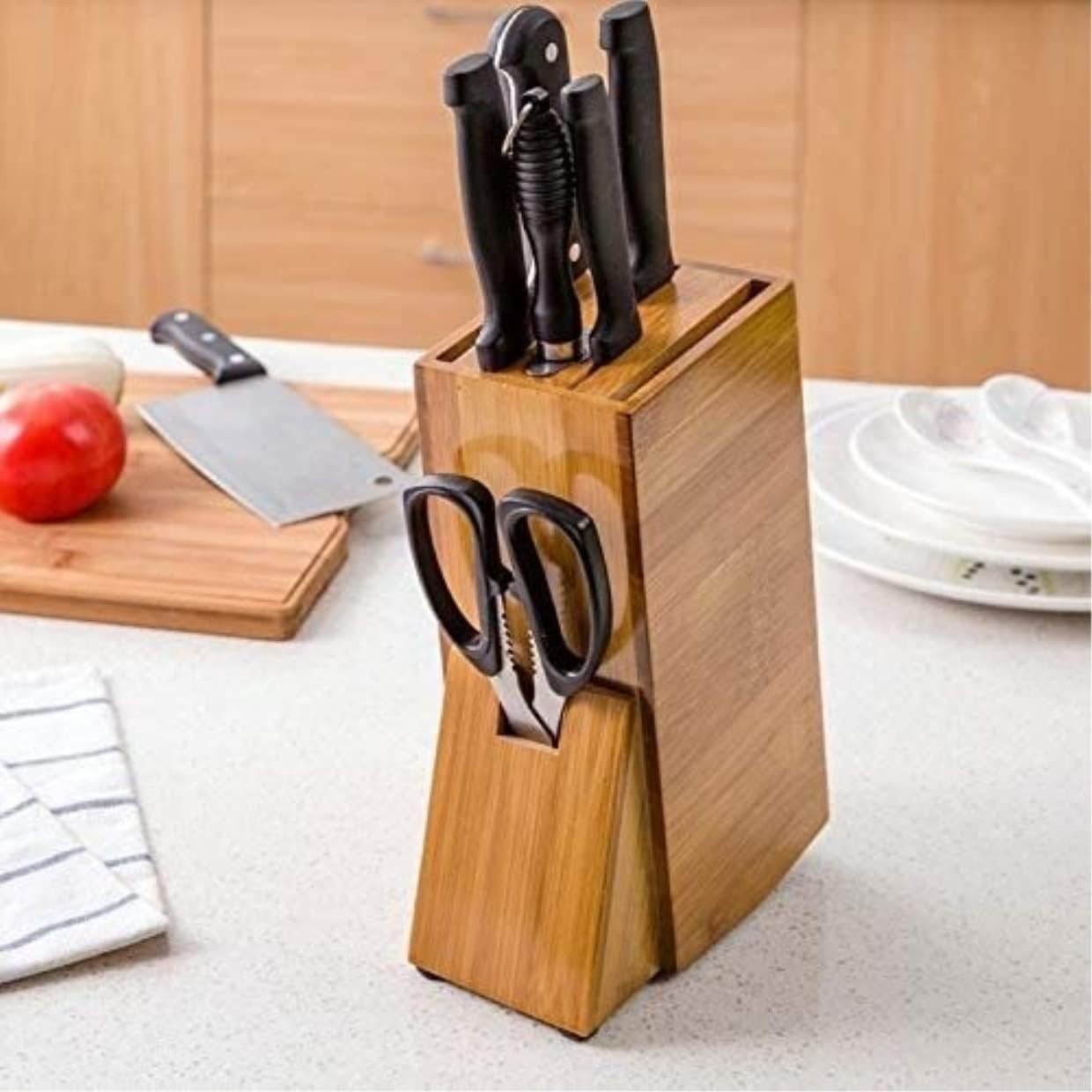 ZAEGO Bamboo Knife Holder Durable Kitchen Tool Storage