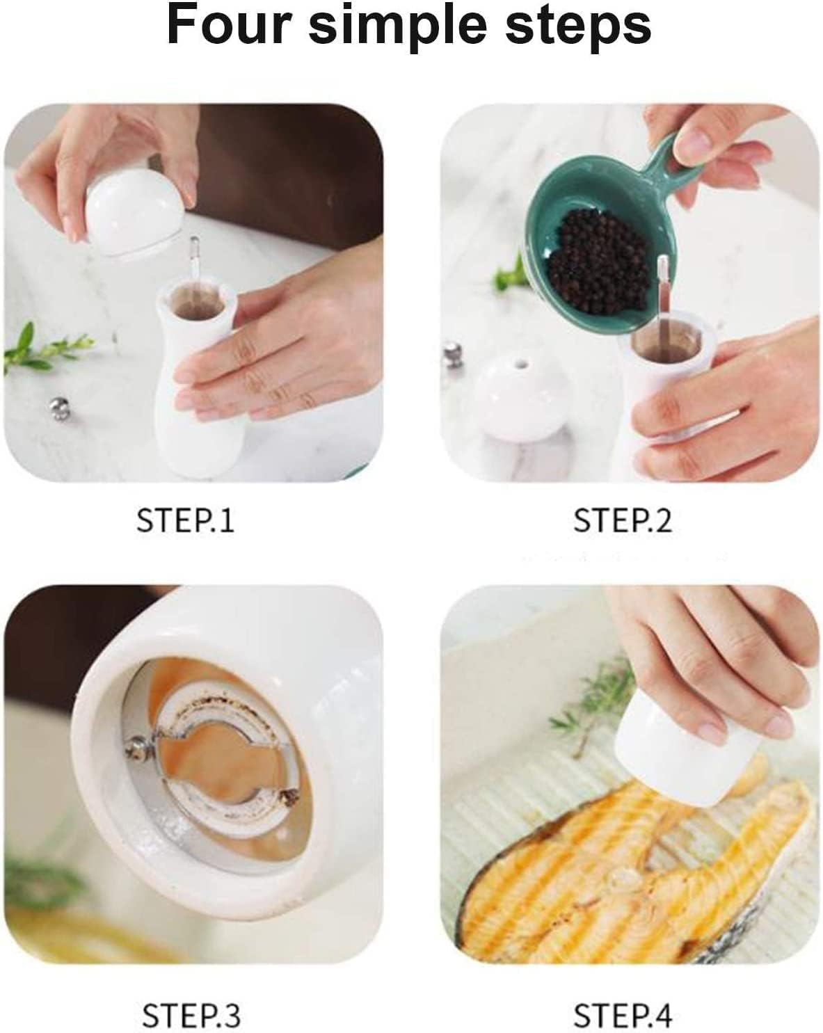 Manual Stainless Steel Salt and Pepper grinder set with adjustable thickness