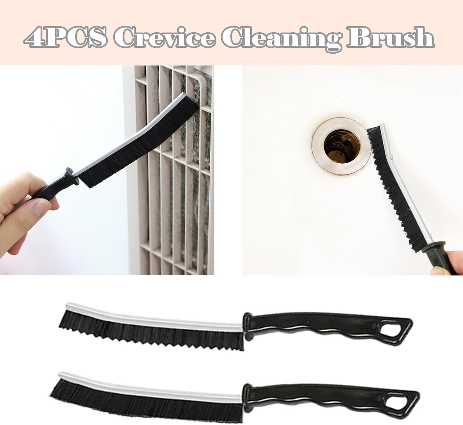 6PCS Hard Bristled Crevice Cleaning Brush Set for Kitchen and Bathroom