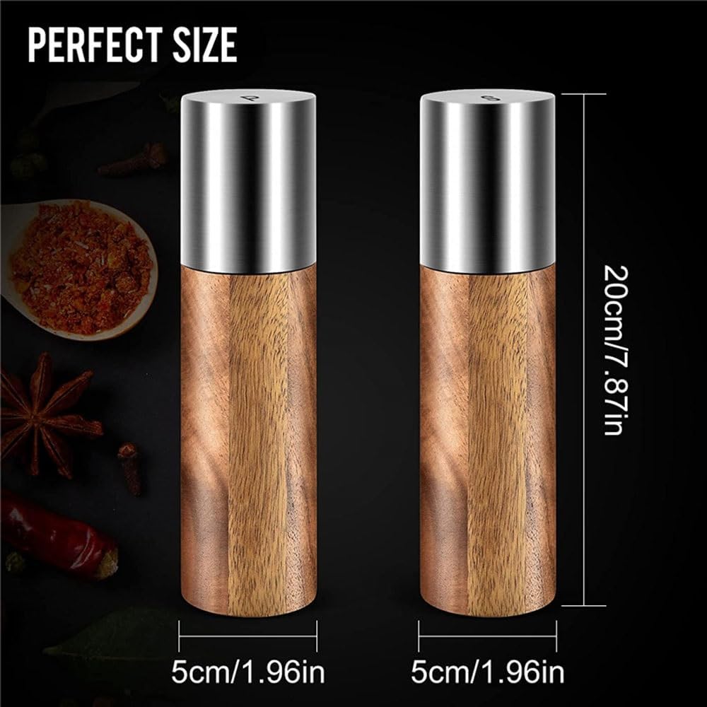Elegant Manual Wooden Salt and Pepper Mill Set