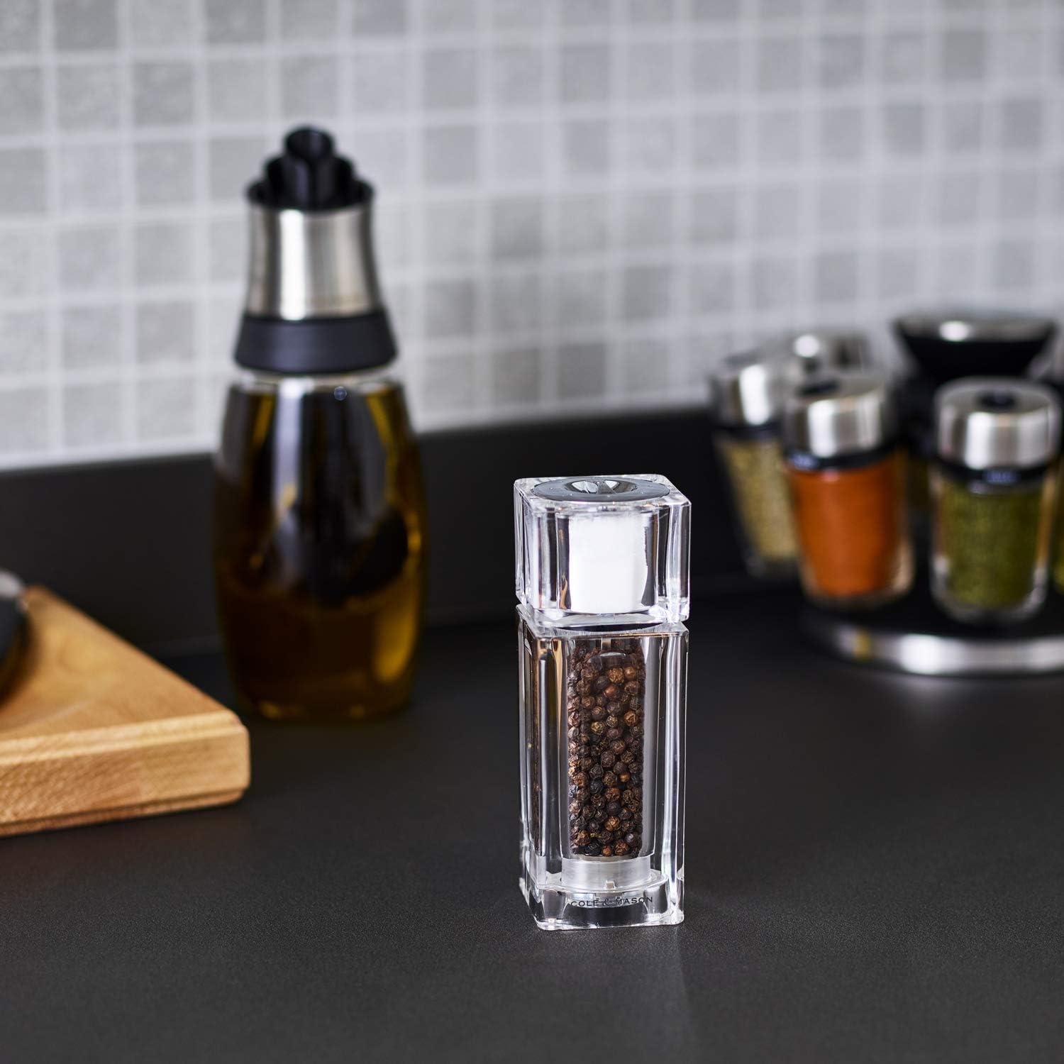 Cole Mason Precision Cube Clear Salt Shaker Pepper Mill 145mm