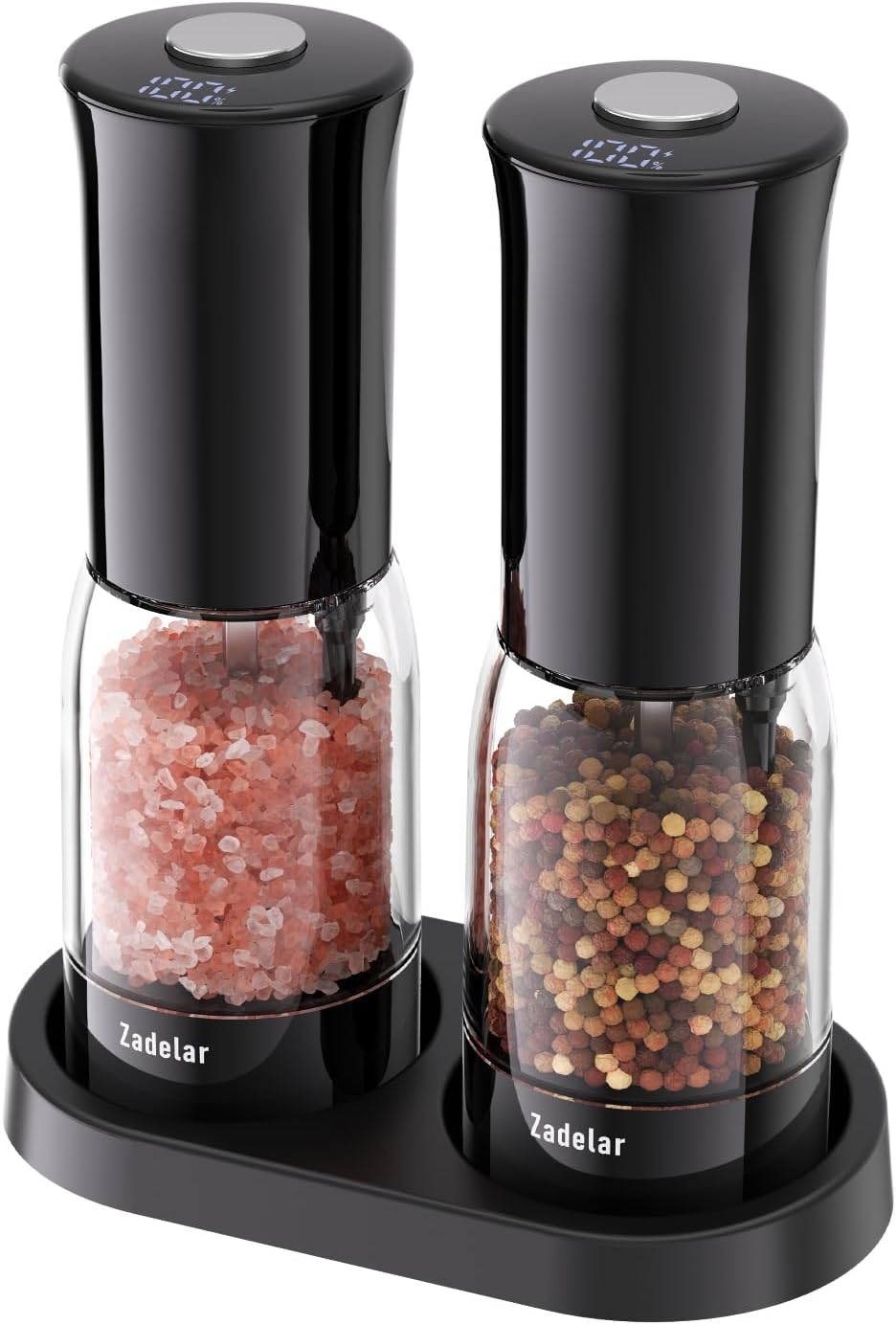 Zadelar Electric Salt and Pepper Grinder Set with LED Power Display