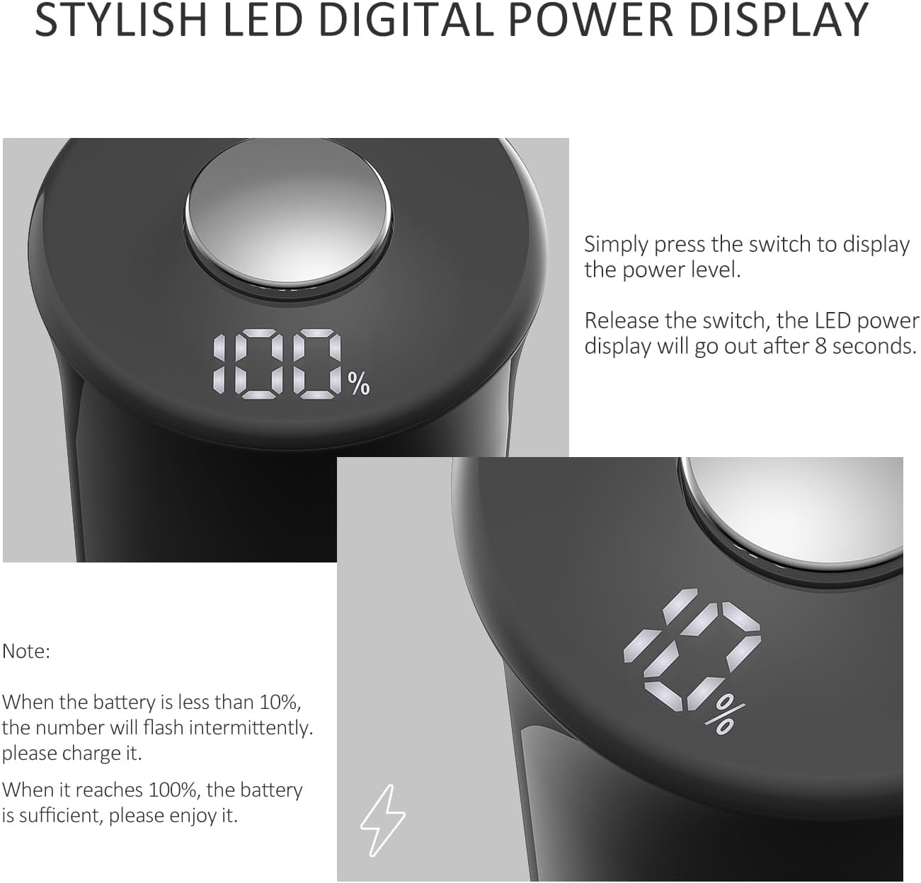 Zadelar Electric Salt and Pepper Grinder Set with LED Power Display