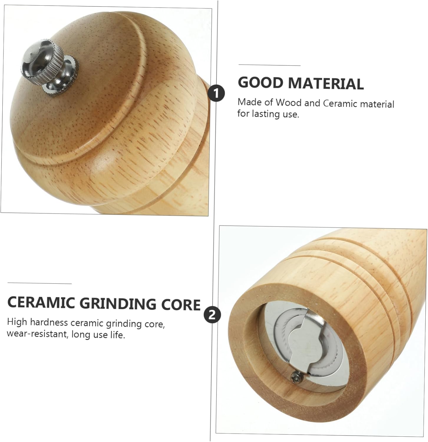 4-inch Manual Pepper Mill Set Salt Pepper Refillable