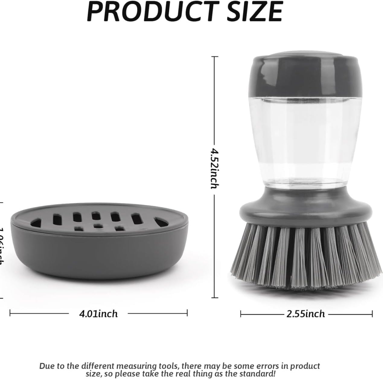 Safe Kitchen Cleaning Palm Brush with Soap Dispenser