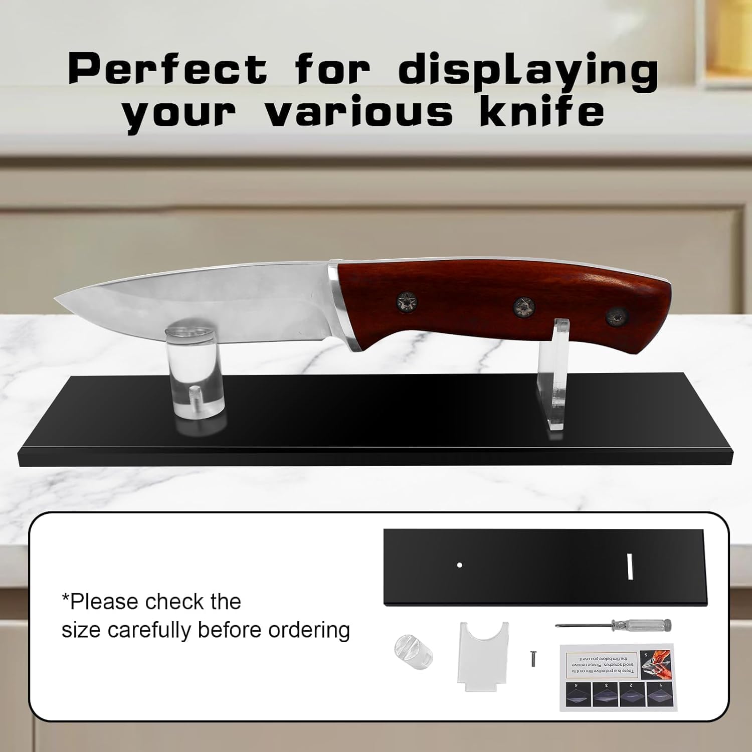 Two-Piece Acrylic Knife Holder Display Stand Set