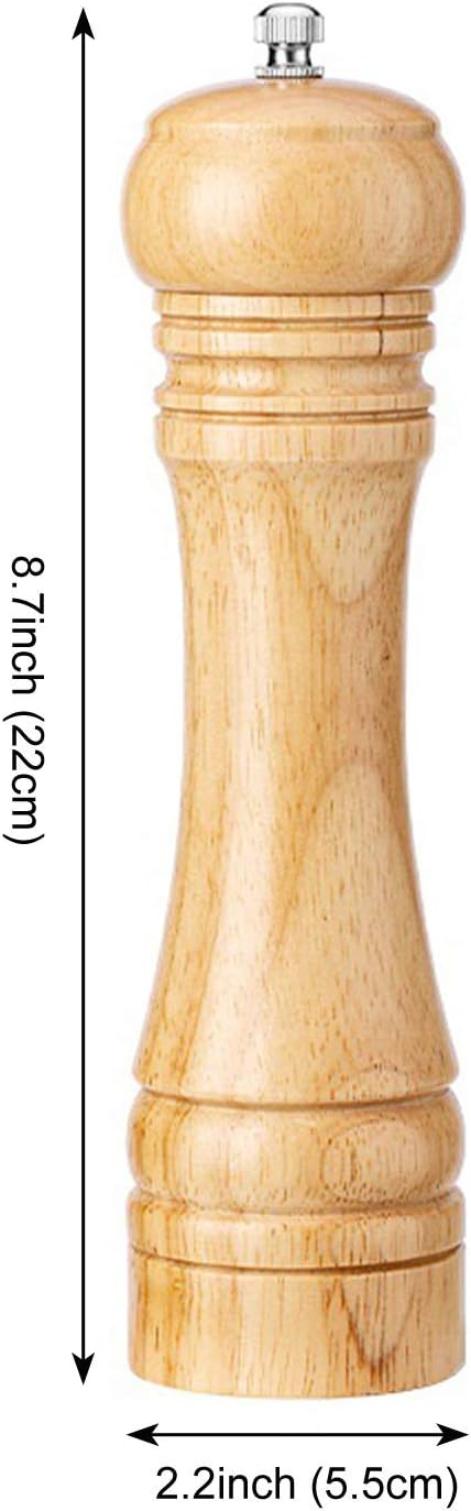 Adjustable Wood Pepper Grinder with 8-inch Blade