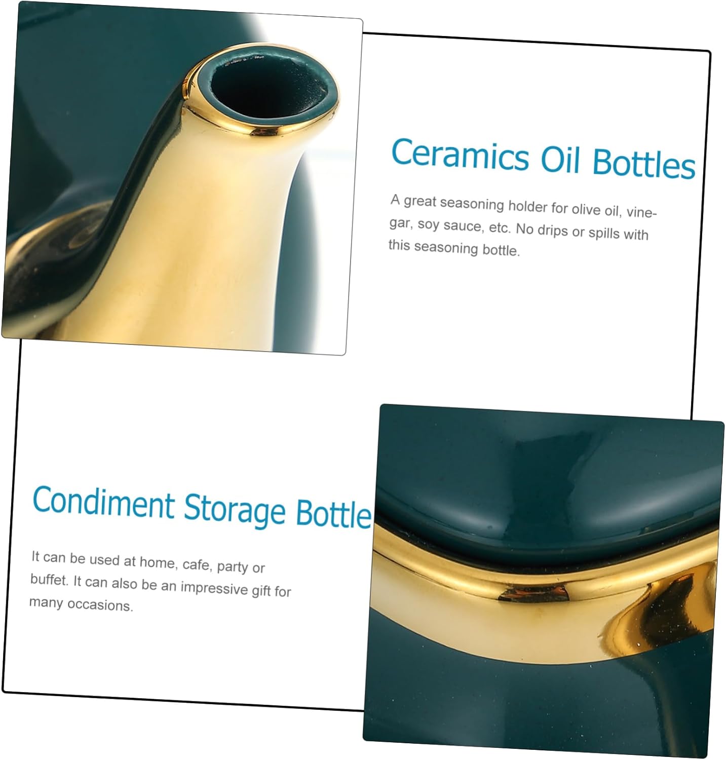 Zerodeko - Handmade Ceramic Oil Vinegar Bottles Fresh Condiments Easy to Clean Present