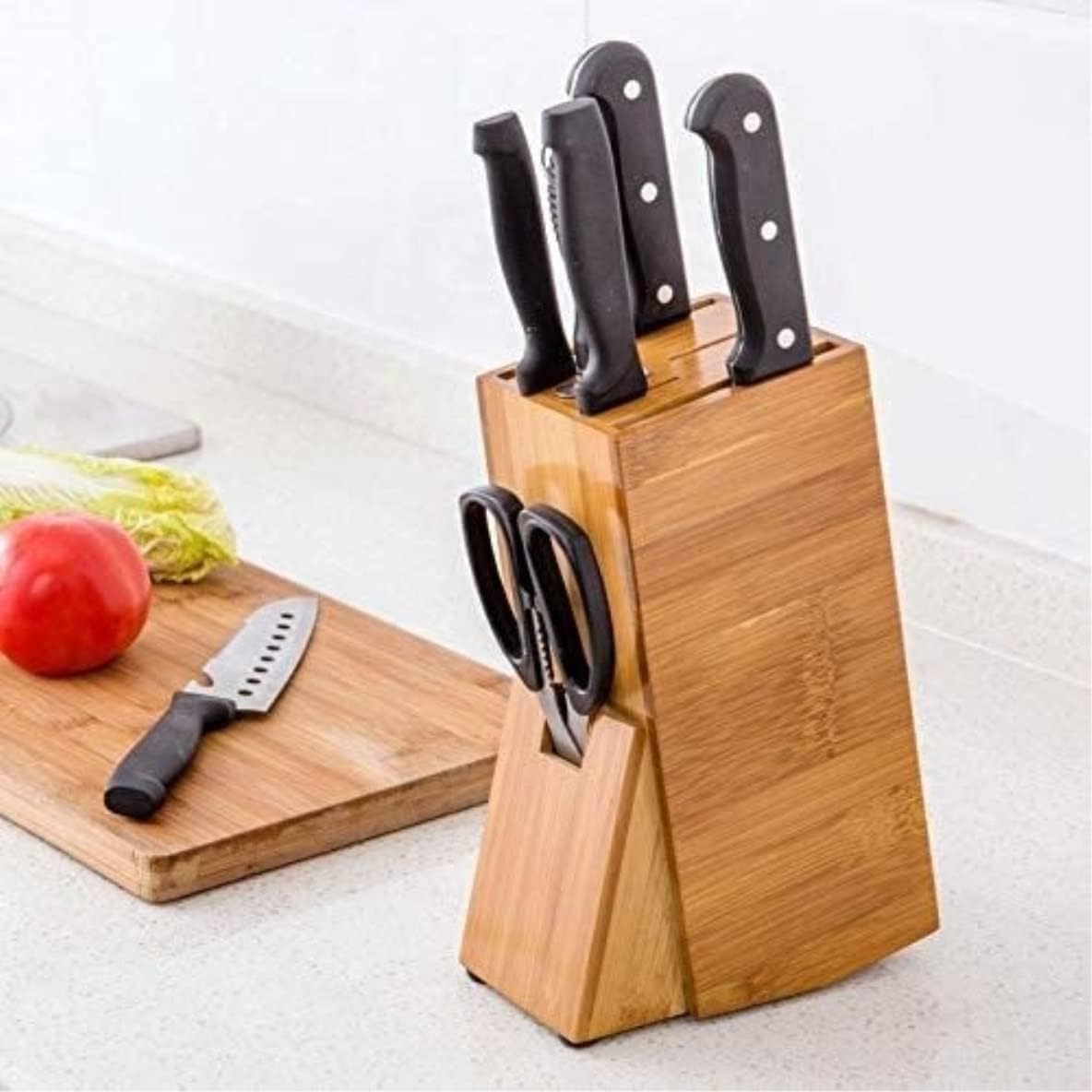 ZAEGO Bamboo Knife Holder Durable Kitchen Tool Storage