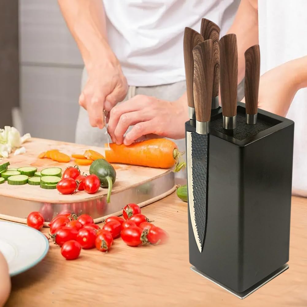 Resafy Magnetic Knife Wooden Block Rotatable Durable Kitchen Tool