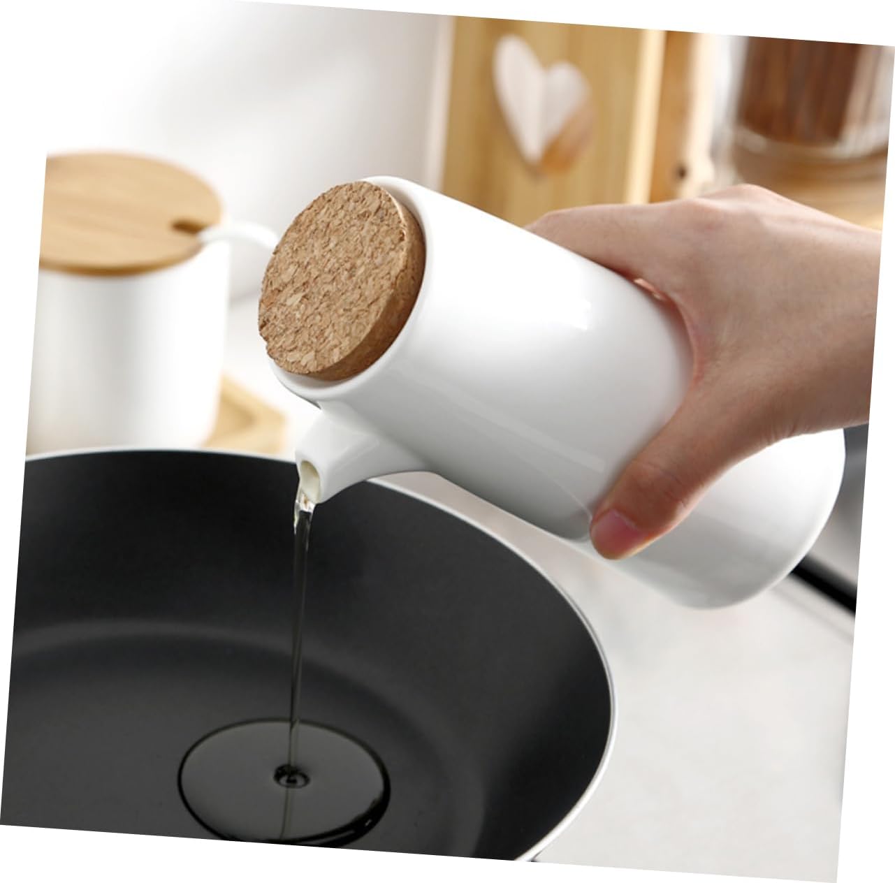 All-In-One Oil Dispenser Set Unique Kitchen Design with Ceramic Bamboo Construction