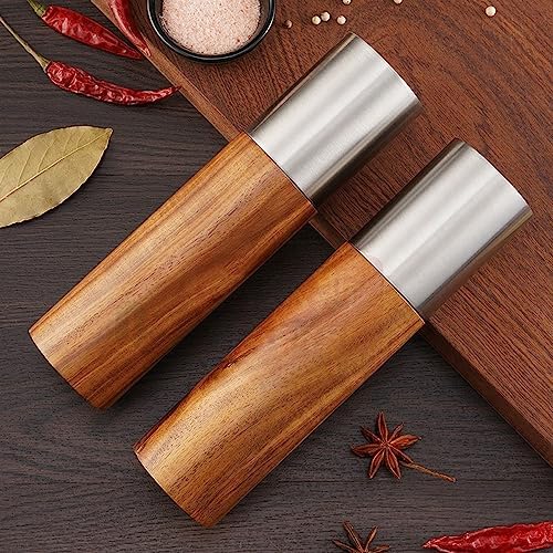 Elegant Manual Wooden Salt and Pepper Mill Set