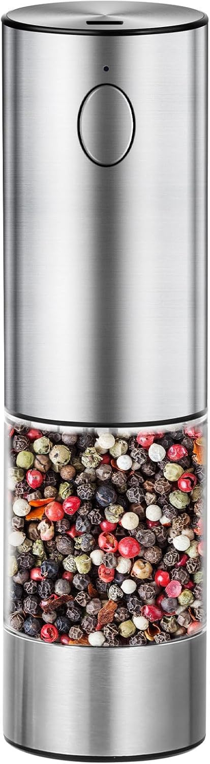 Newise Cruth Salt and Pepper Grinder - Rechargeable with LED Stainless Steel