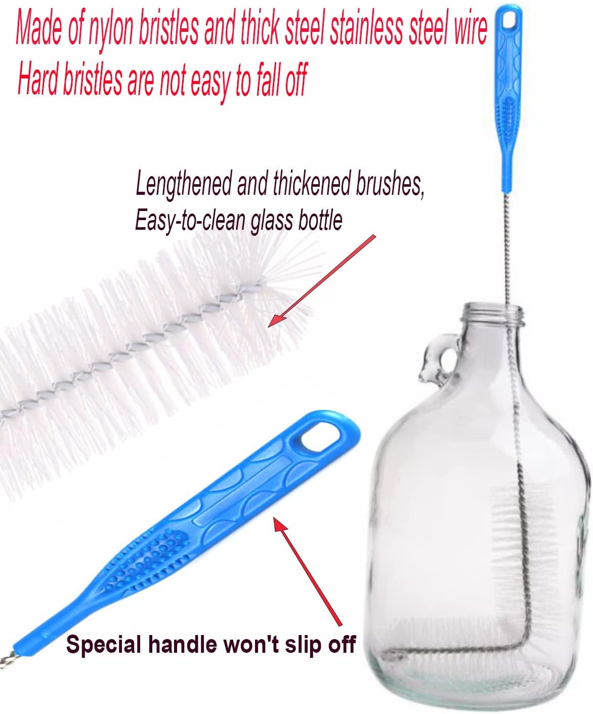 High-Quality Glass Bottle Brush Set for Fermentation Cleaning