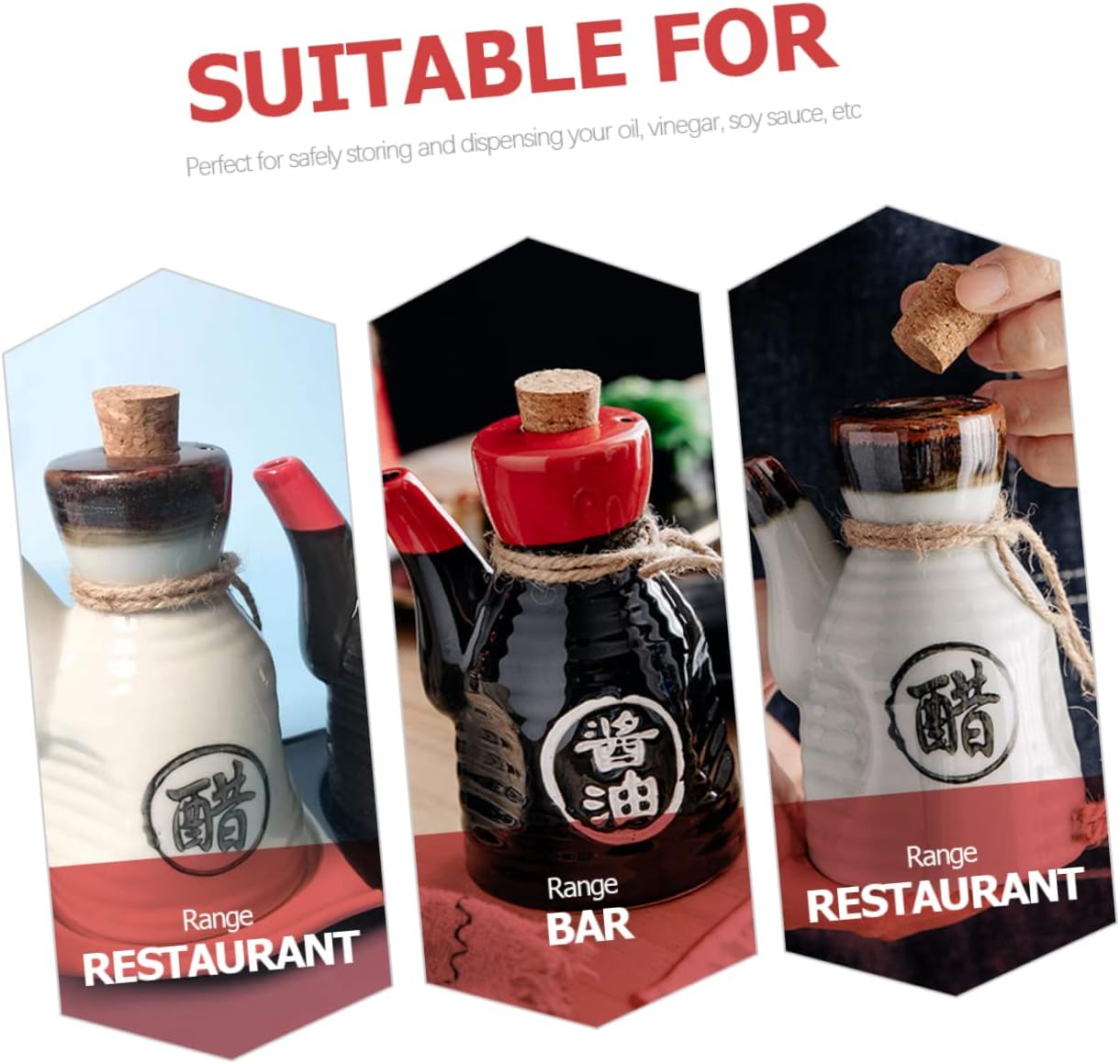 Japanese Sauce Dispenser Set with Ceramic CasesPerfect for Home and Kitchen Use