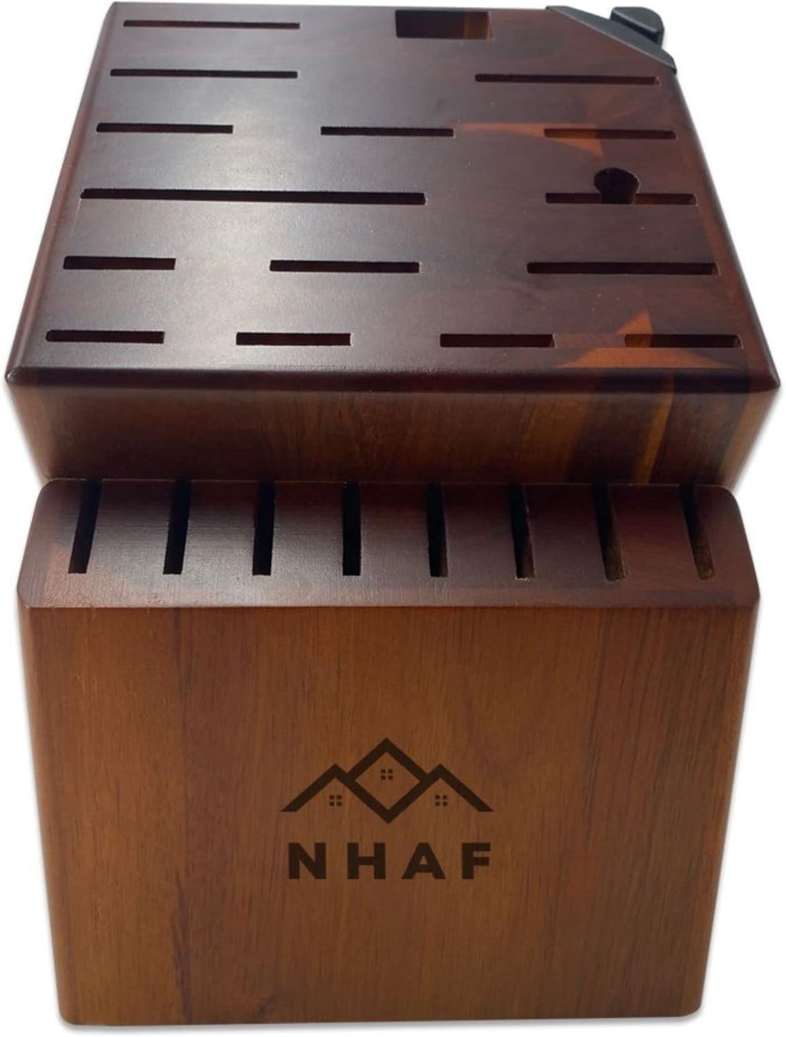 24 Slot Wooden Knife Block Sharpener Built-In AcaciaRubberwood Premium Durable