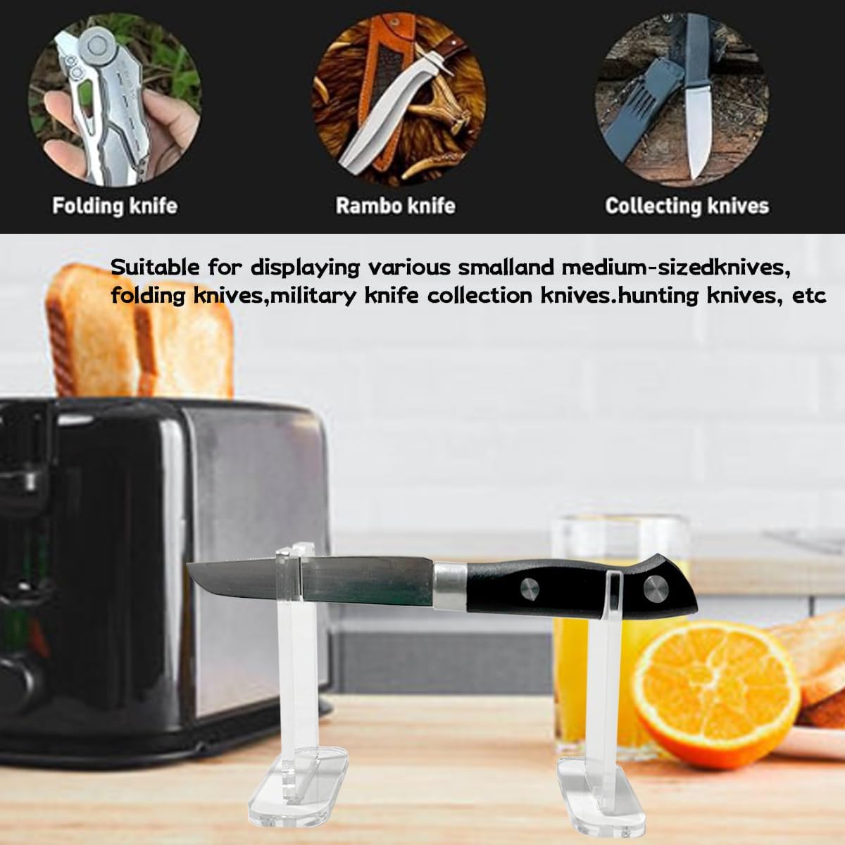 4-Piece Acrylic Knife Display Stand Set