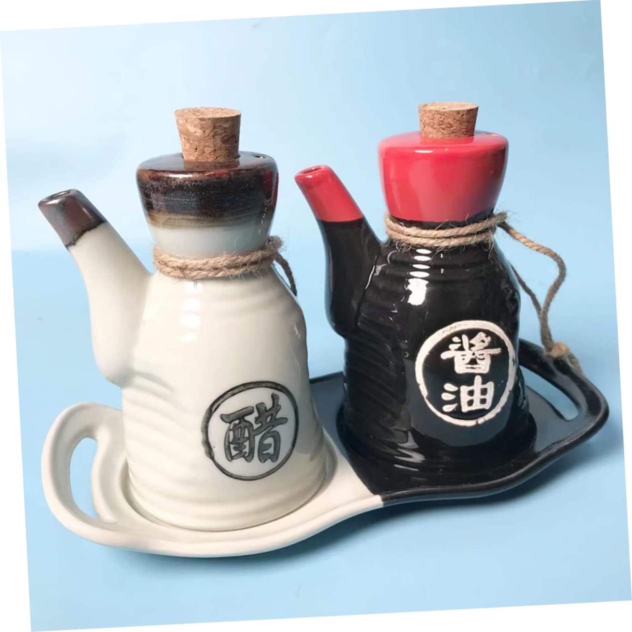 Japanese Sauce Dispenser Set with Ceramic CasesPerfect for Home and Kitchen Use