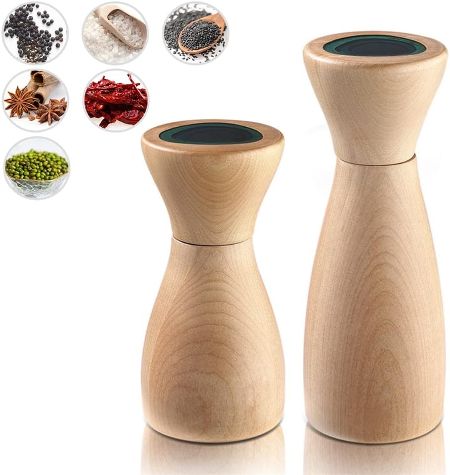 Elegant Gourmet Salt Pepper grinder Set with Wooden Mills