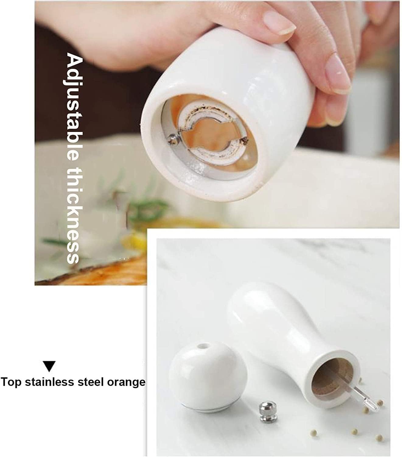 SEFAX Salt and Pepper Grinder Set Adjustable Ceramic Mill for Home Use