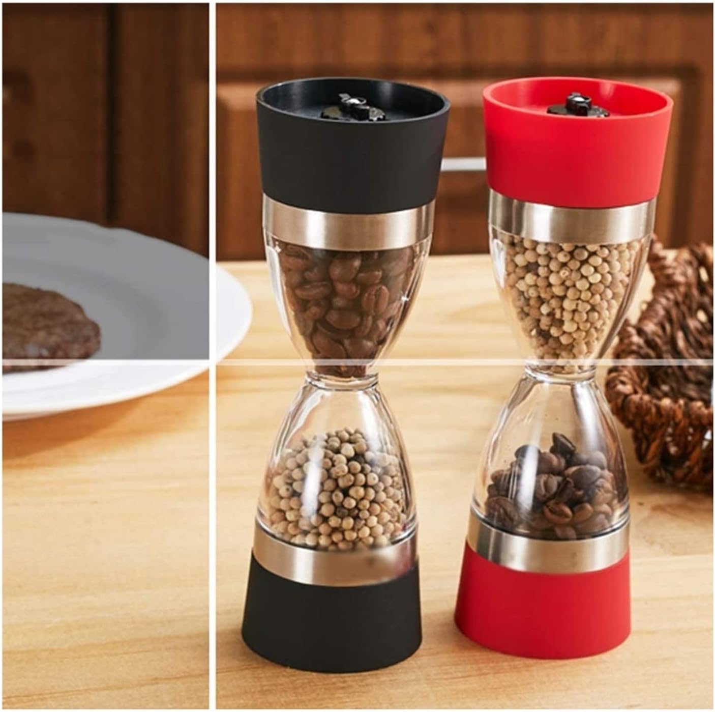 Sturdy Black Pepper Mill with Dual Salt Pepper Functionality