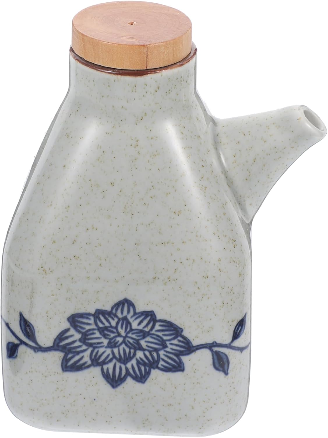 Double Pack Ceramic Soy Sauce Vinegar Dispenser with Wooden Base
