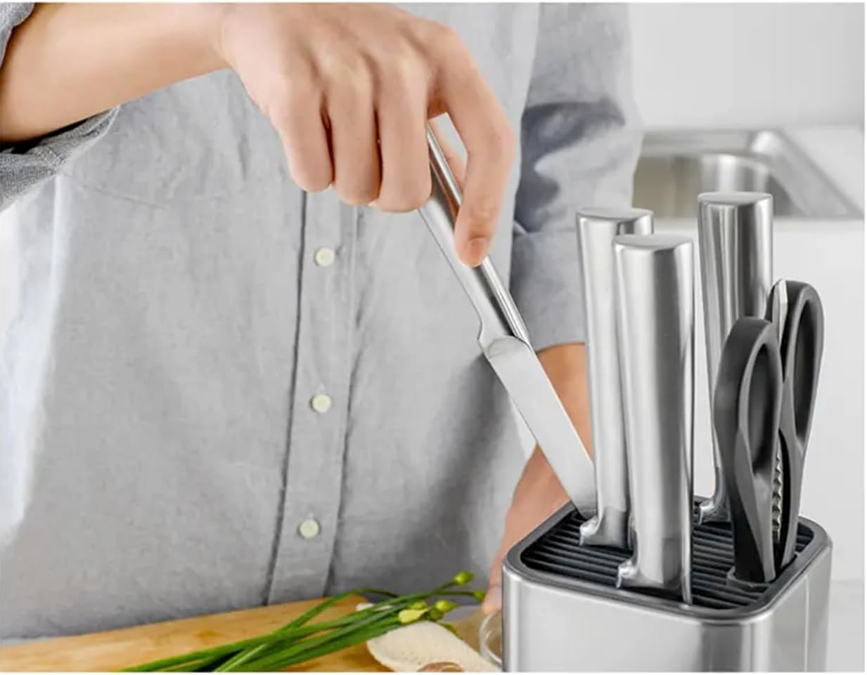 DURA LIVING Universal Stainless Steel Knife Block