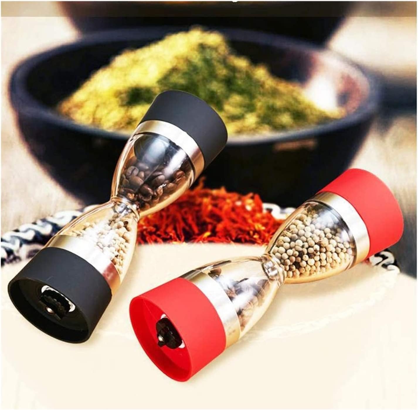Sturdy Black Pepper Mill with Dual Salt Pepper Functionality
