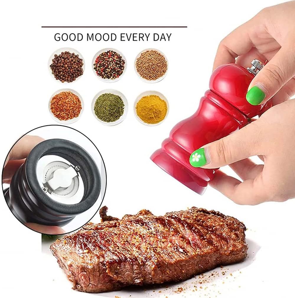 Adjustable Pepper Mill Set for Kitchen Camping Coarse Fine Grind Ergonomic Design