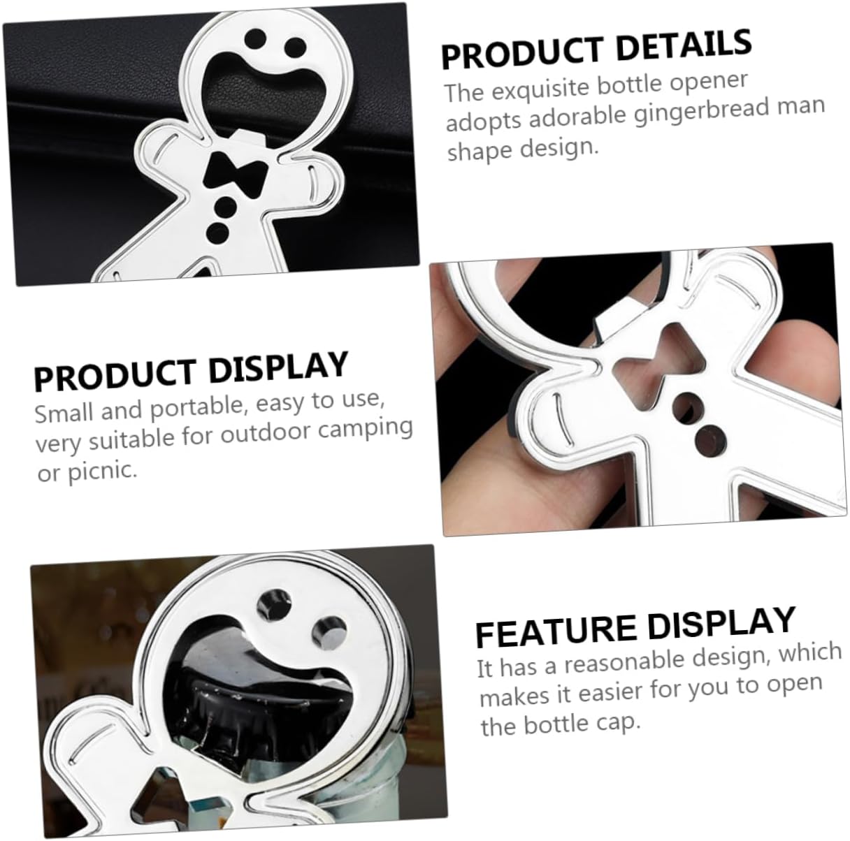 LABRIMP 2pcs Gingerbread Man Bottle Opener Can Cooler Holder