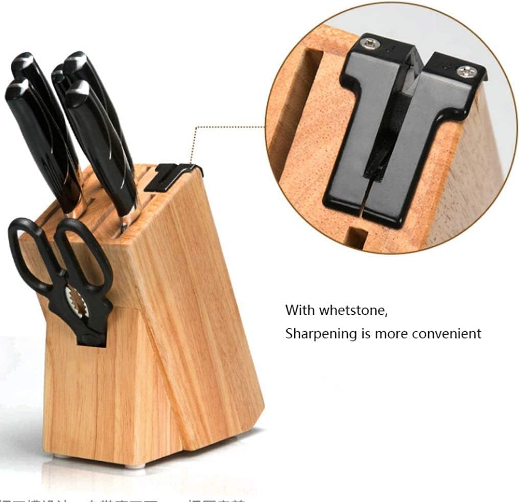 Wood knife holder with stone