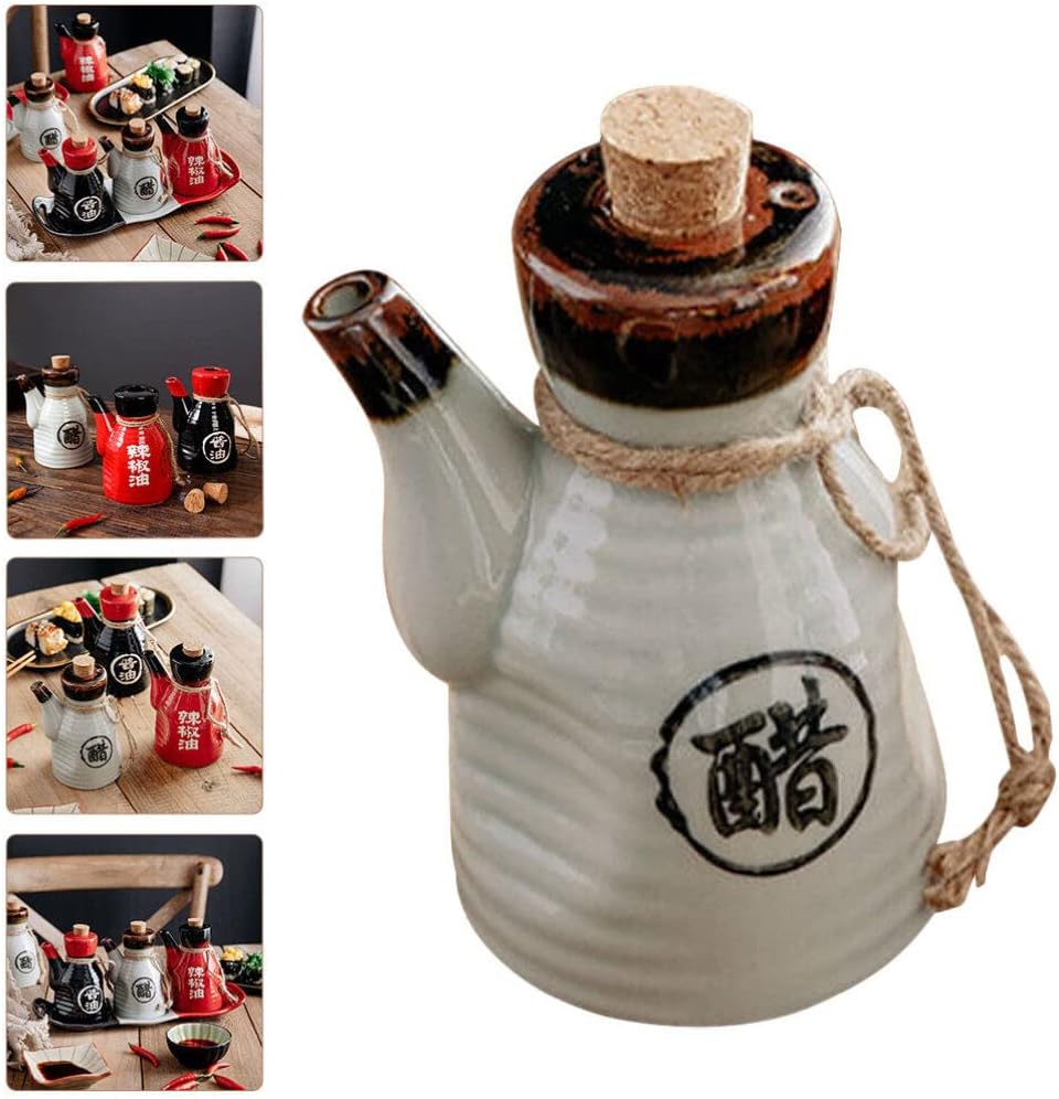 Alipis Japanese Ceramic Oil Dispenser with Cork Stopper