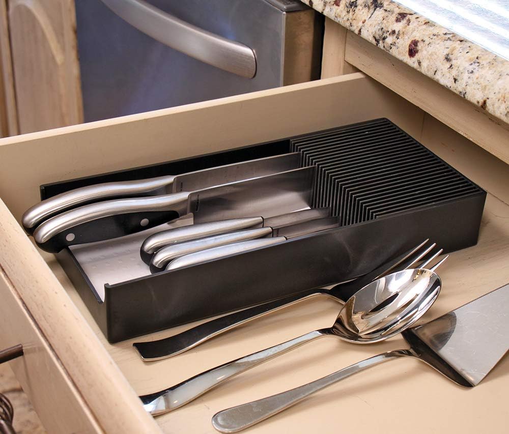 Knife Dock Plastic Knife Drawer Organizer for Kitchen Storage