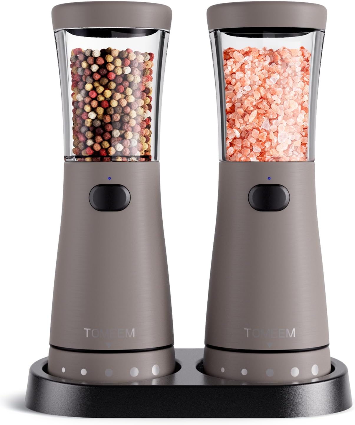 Sturdy Stainless Steel Salt Pepper Grinder Set With Rechargeable Power LED Light