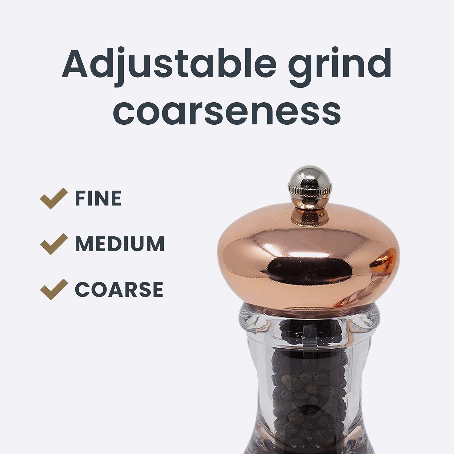 7-Inch Copper-Plated Pepper Mill Salt Shaker Set