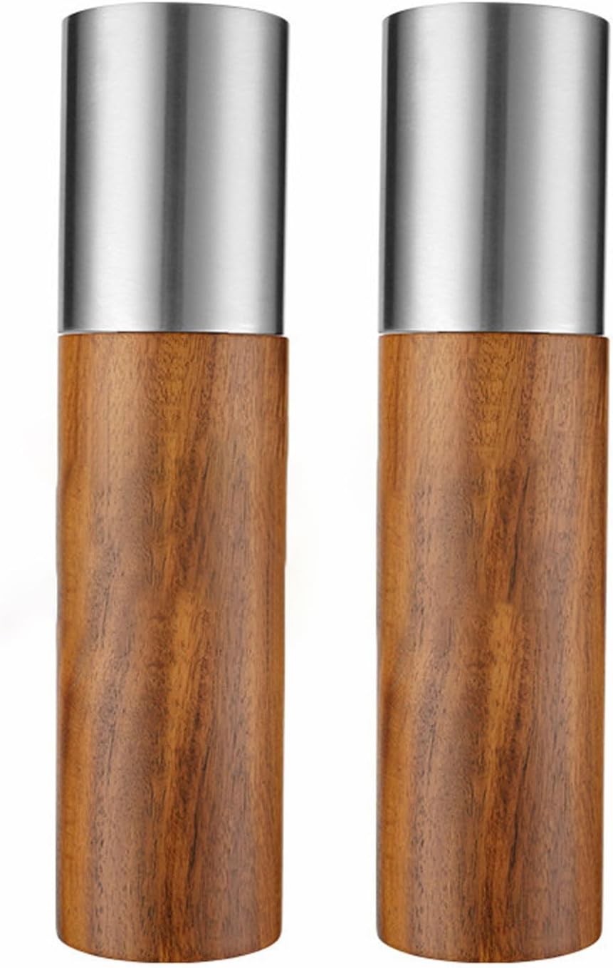 Elegant Manual Wooden Salt and Pepper Mill Set