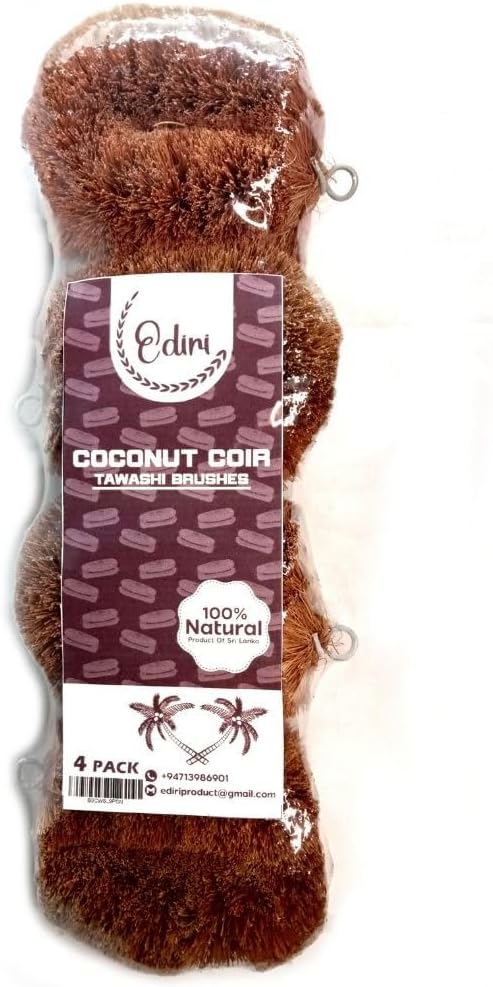 Handmade Eco-Tawashi brushes 4 pack Coconut Fiber Tawashi vegetable cleaning brushes