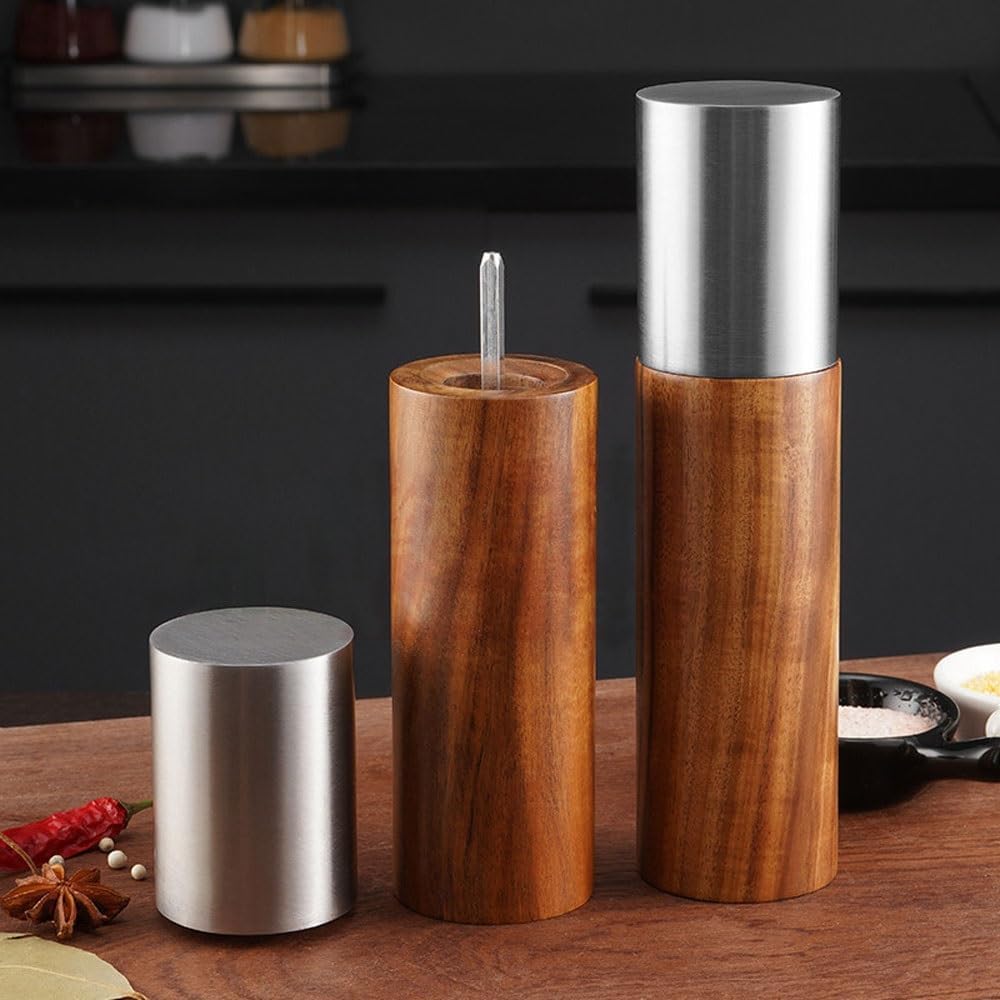 Elegant Manual Wooden Salt and Pepper Mill Set