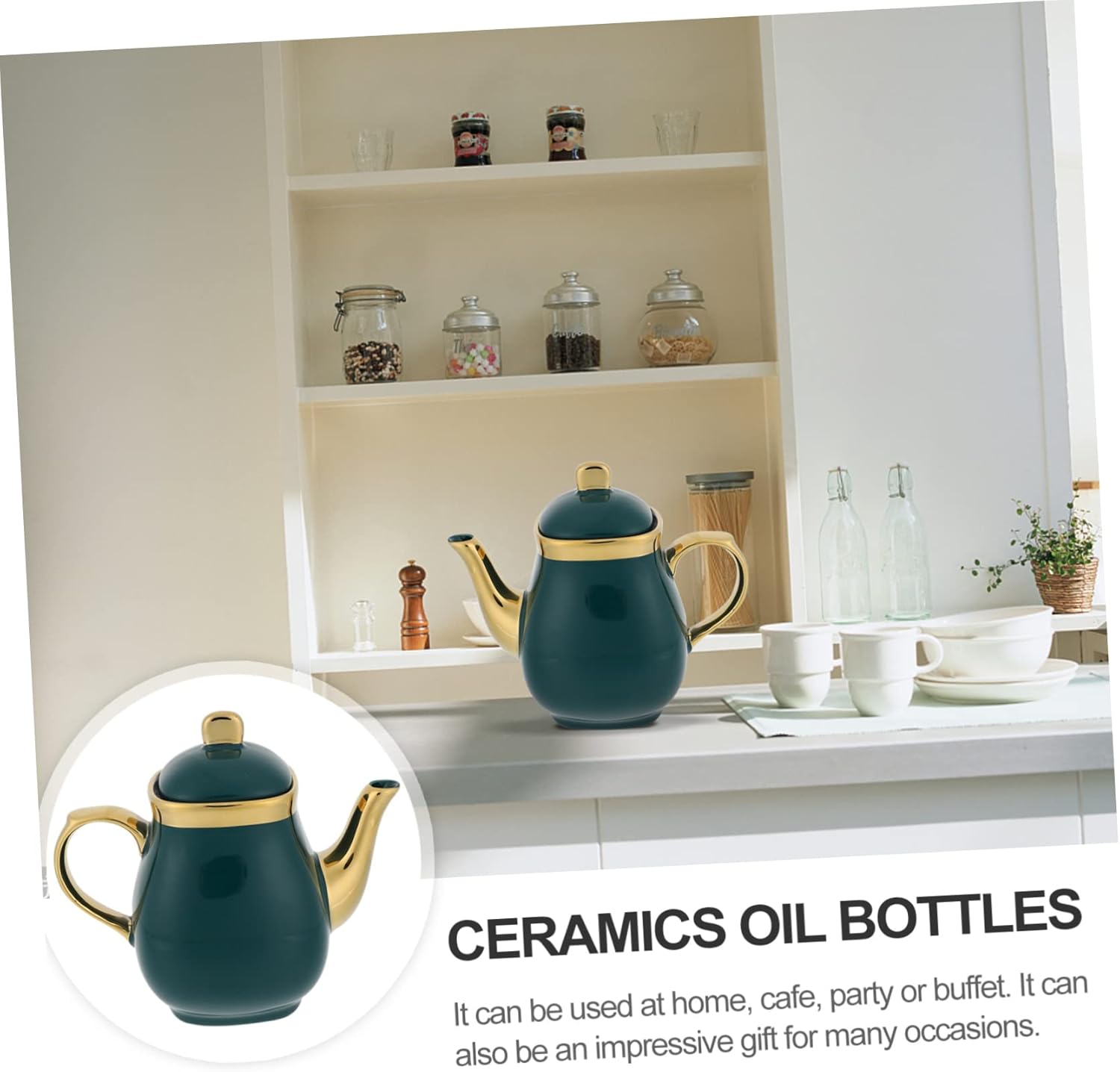 Zerodeko - Handmade Ceramic Oil Vinegar Bottles Fresh Condiments Easy to Clean Present