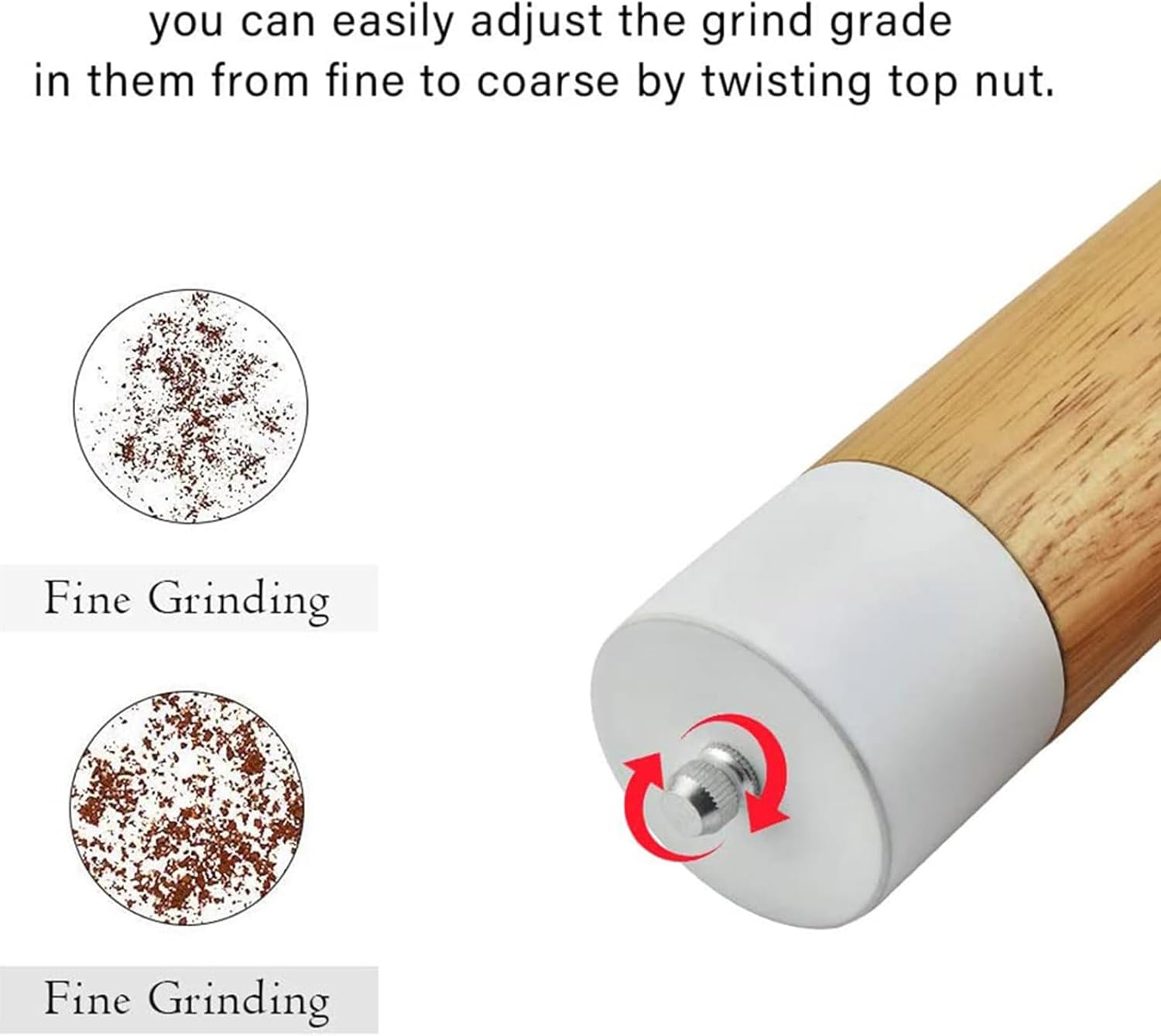 Adjustable Pepper Grinder Salt Mill Set 6 Inch Professional Kitchen Tool